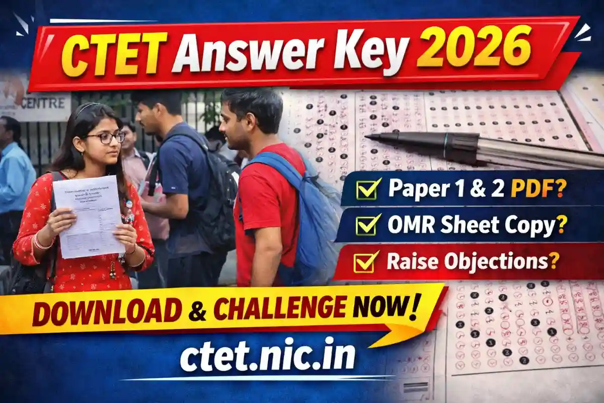 CTET Answer Key 2026 PDF (Feb) Soon – Paper 1 & 2 Response Sheet, OMR & Objection Link