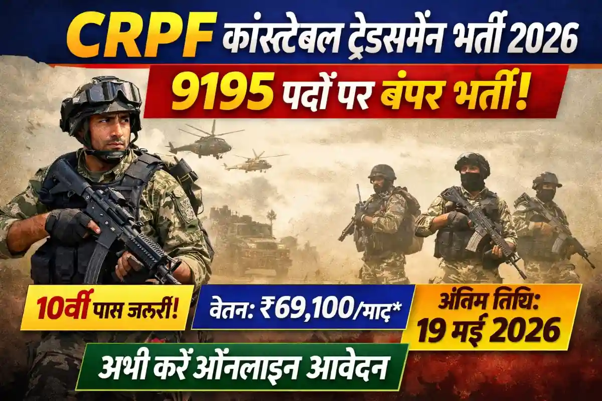 CRPF Constable Tradesman Recruitment 2026 9195 Post Apply Online
